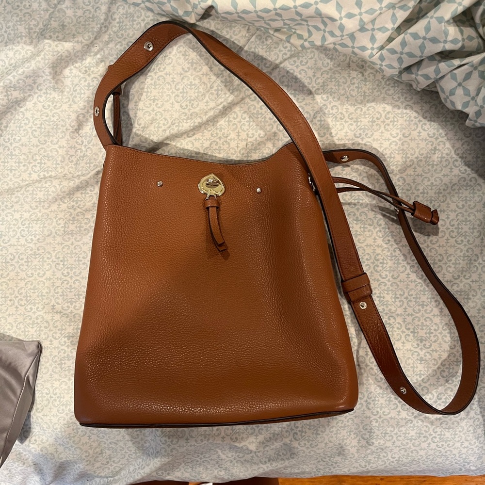 Kate Spade Brown Leather Shoulder Bag with Gold Hardware
